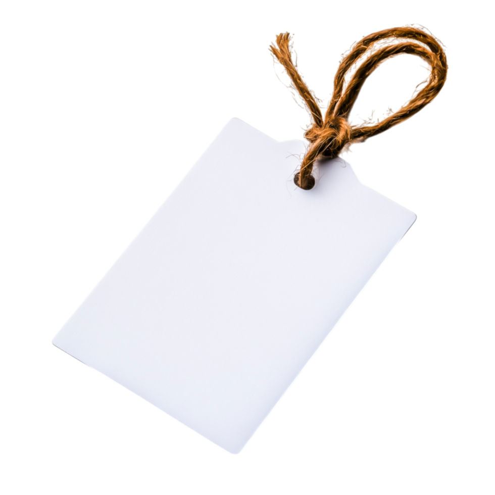 Blank Label Tag with Twine for Crafting and Product Labeling on png