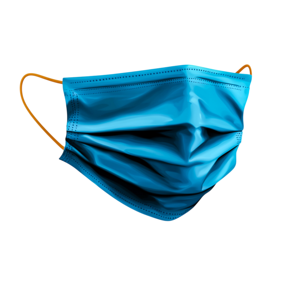 Vibrant Blue Medical Face Mask with Detailed Texture and Pipe Structure png