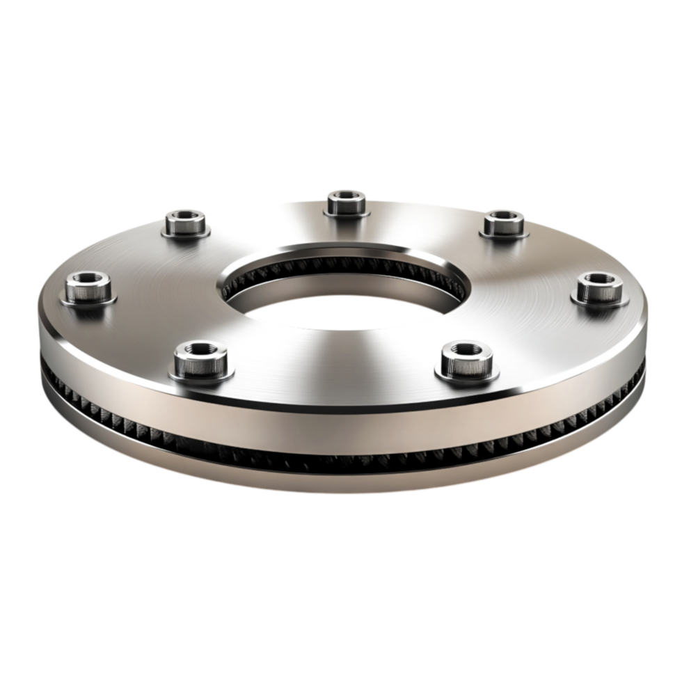 Metallic flange component with screws for industrial use png