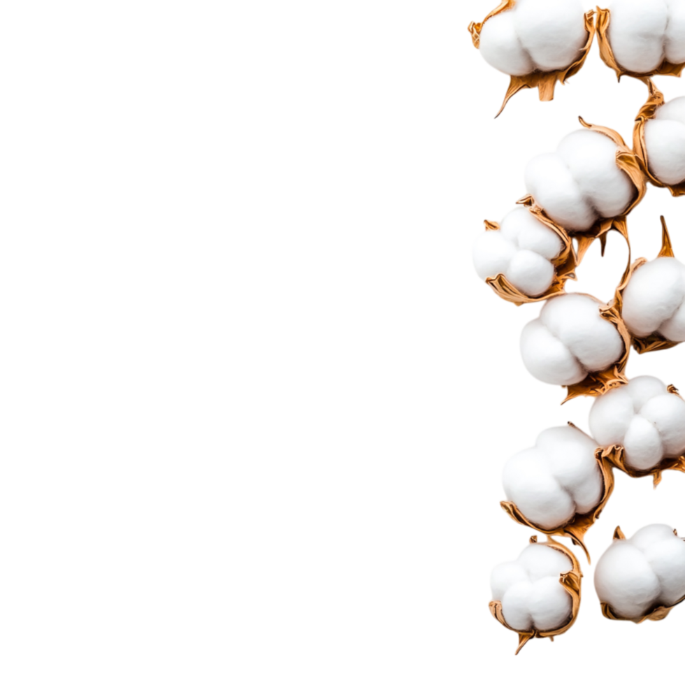 Delicate Cotton Bolls on Natural Stem Against Soft Neutral Background png