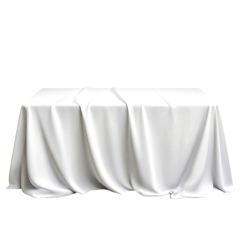 Elegant White Tablecloth Draped Smoothly Over Table for Event or Celebration Decoration png