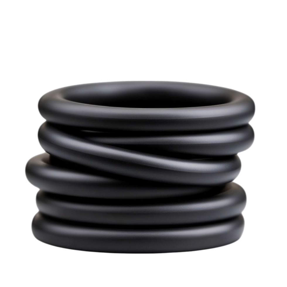 Smooth Black Rubber Bands Stacked in a Creative Arrangement png
