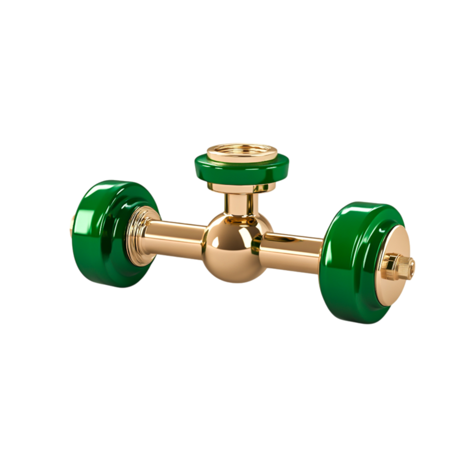 Stylish Green and Gold Dumbbell for Fitness and Home Gym Use png
