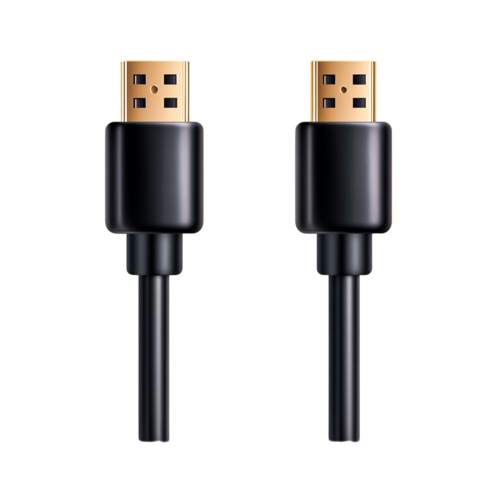 Black USB Connector Cable with Gold Tips for Fast Data Transfer and Charging png