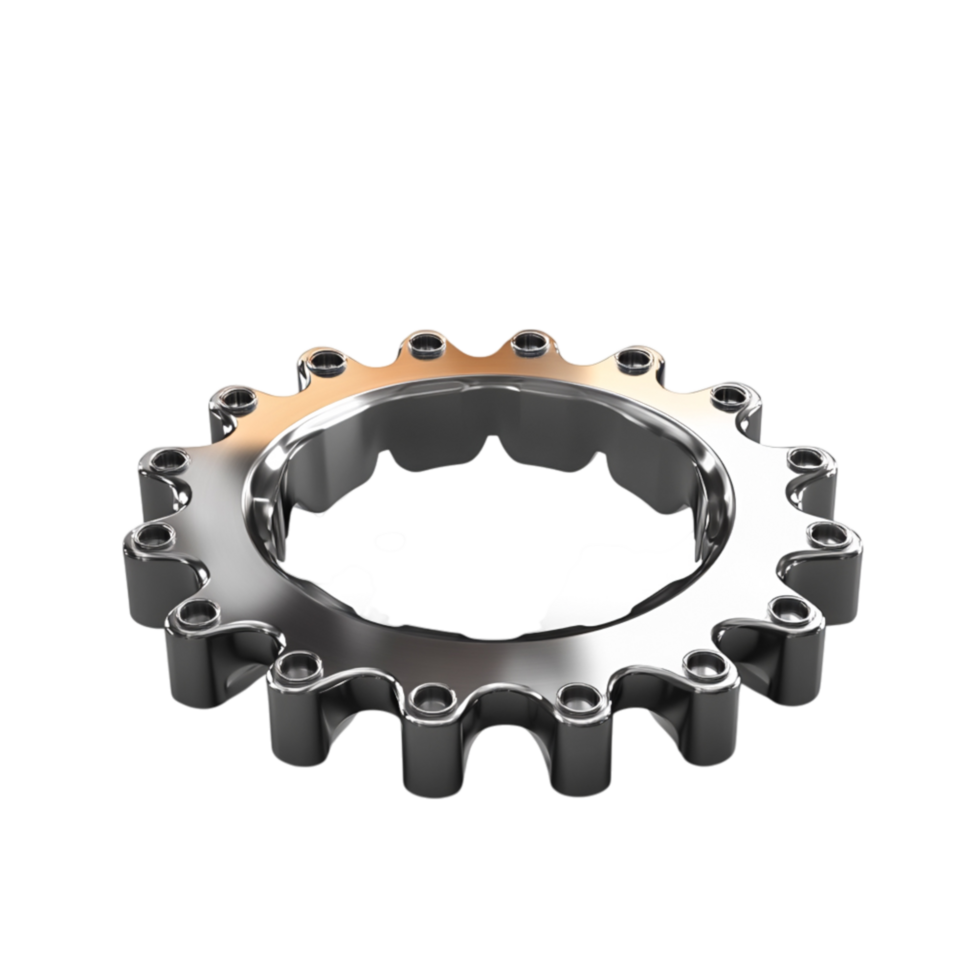 Shiny Metal Gear with Distinct Teeth and Circular Shape png