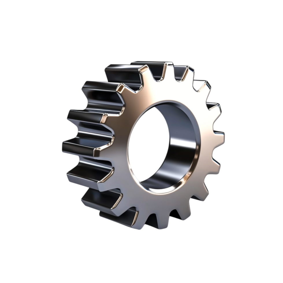Shiny Metallic Gear for Industrial and Engineering Use png