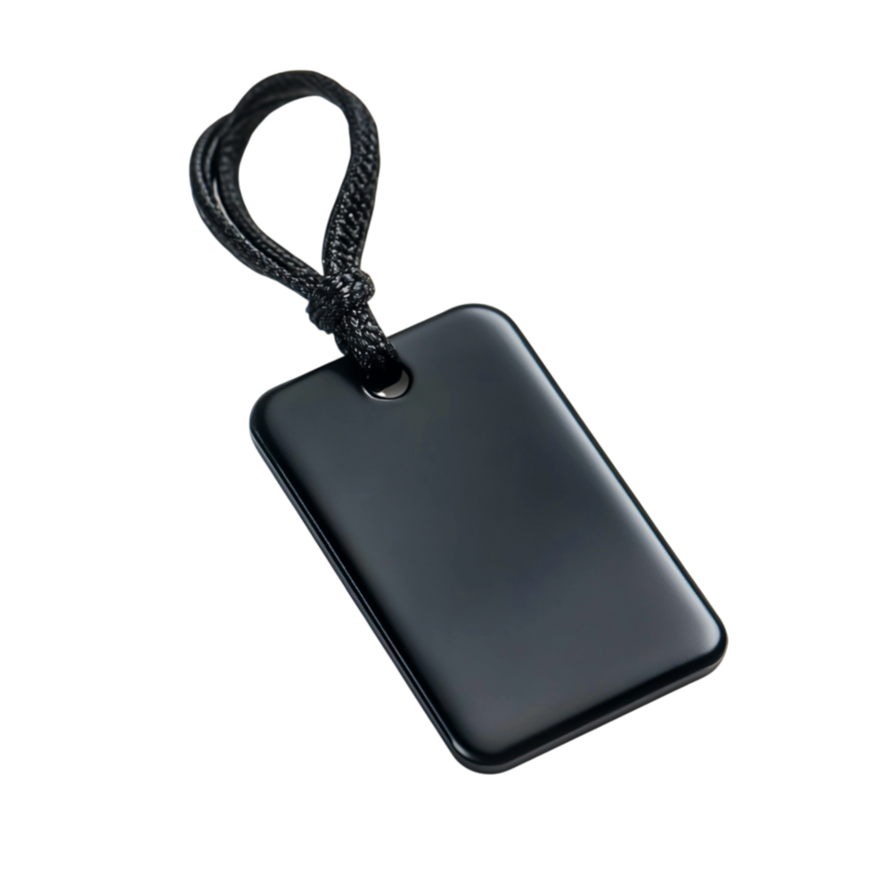 Simple Black Tag with String for Labeling Items and Organizing Belongings png