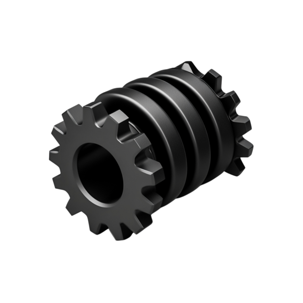 Black Metal Gear with Cog Design for Industrial and Mechanical Applications png