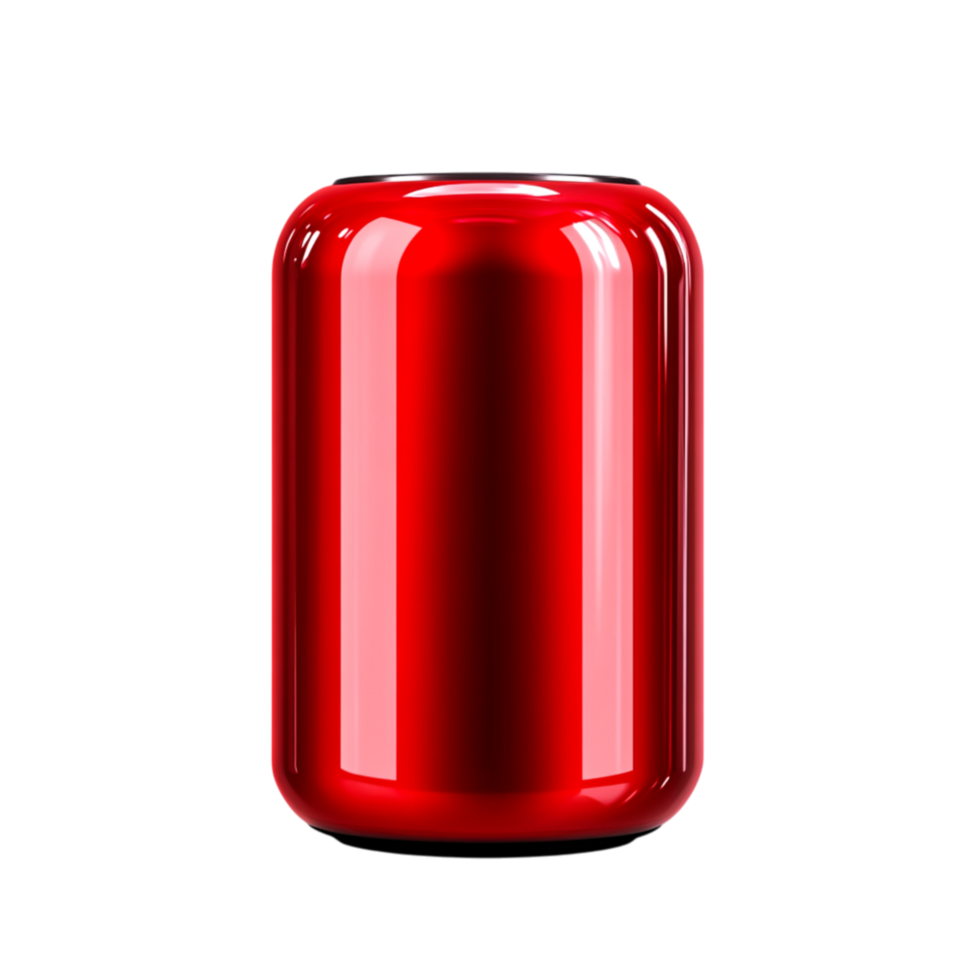 Glossy red cylindrical container plain background with reflections and shadows png