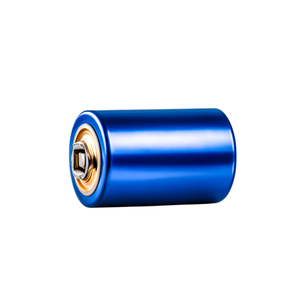 Blue Metallic Battery on with Lighting Effects and Reflections png