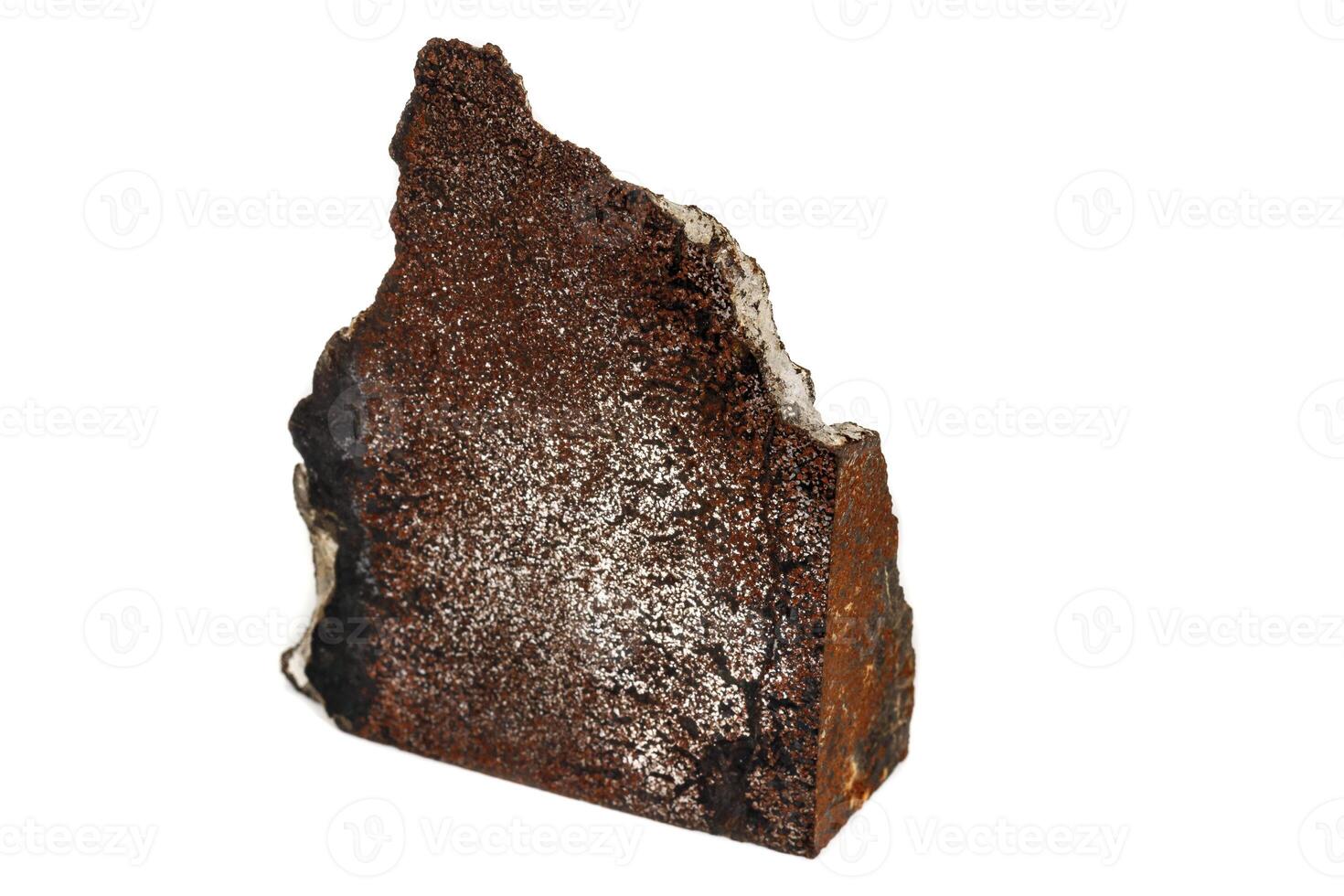 Macro stone mineral iron in rock on white background photo