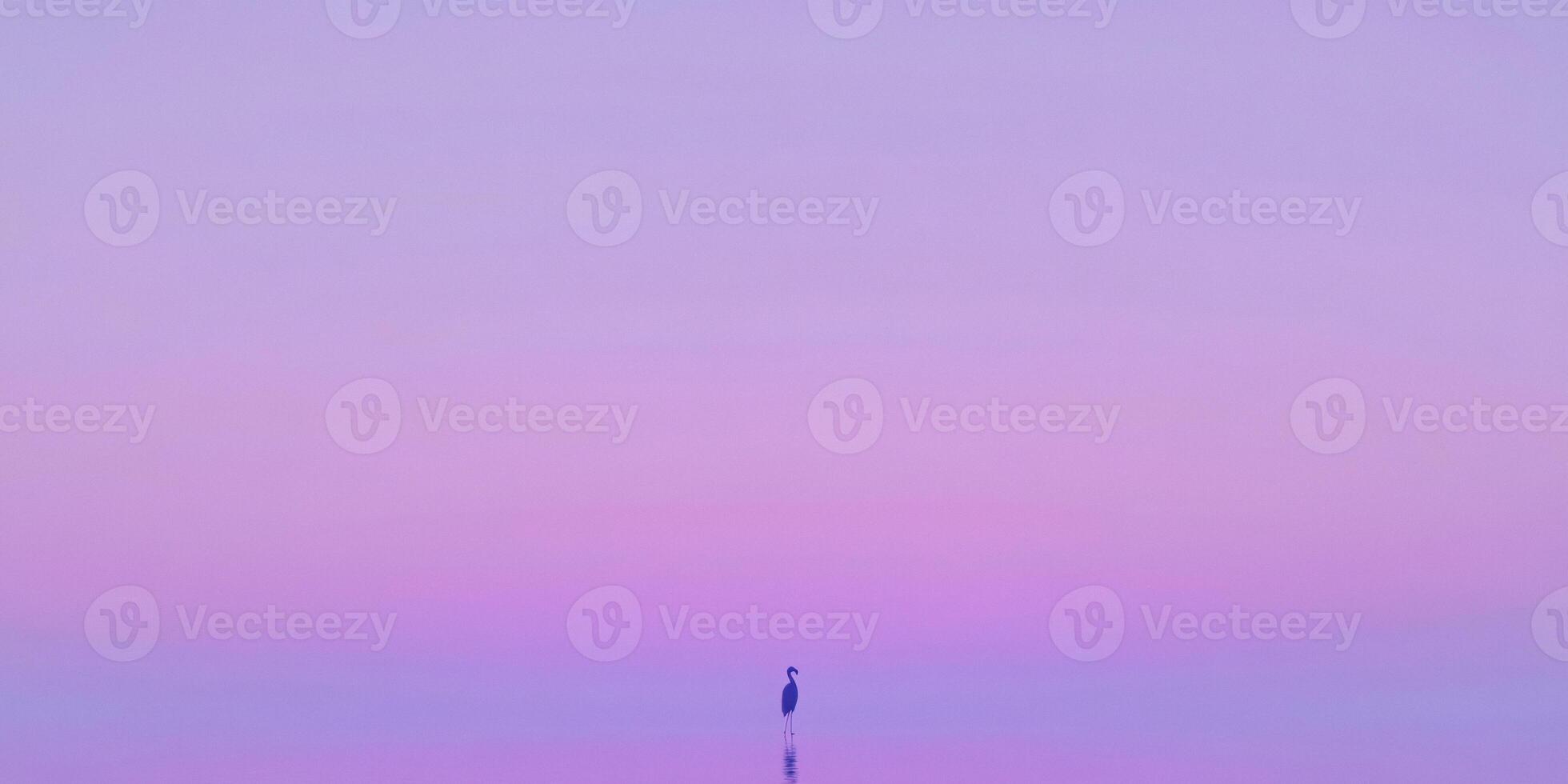 Serene minimalist scene of a flamingo at sunset for nature-inspired design photo