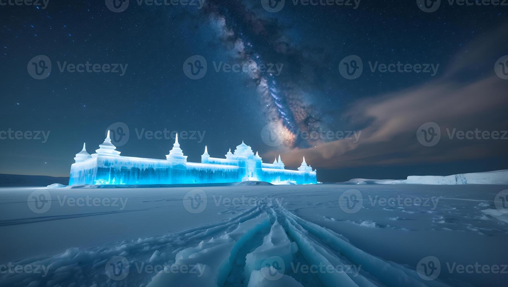 Ice Structure Glowing Under the Night Sky with the Milky Way photo
