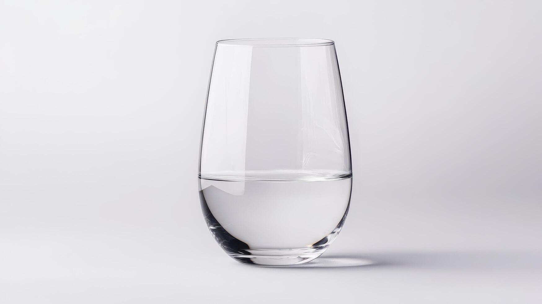 Serene, pure crystal water from gentle rain. Clear glass of water on a minimalistic background. photo