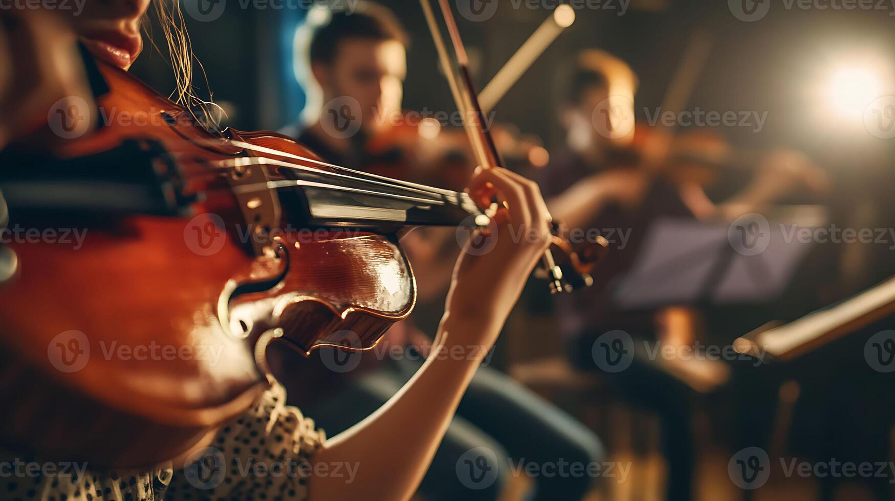 musicians rehearsing with instruments in soundproof studio photo