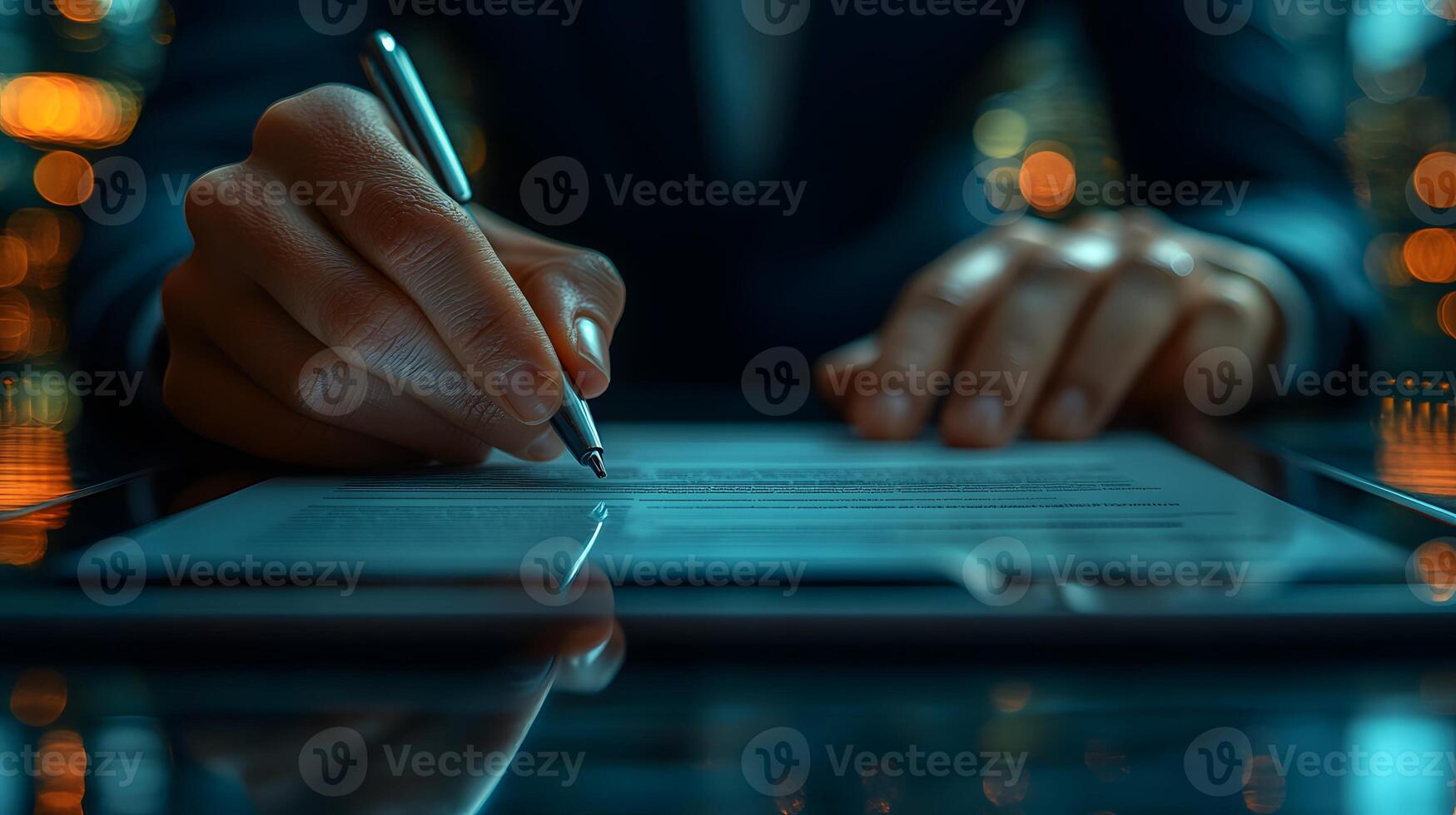 A digital tablet displaying an electronic model release form being signed photo