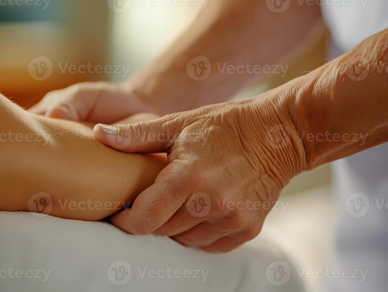 close up of acupressure point stimulation on arm energy meridian therapy photo