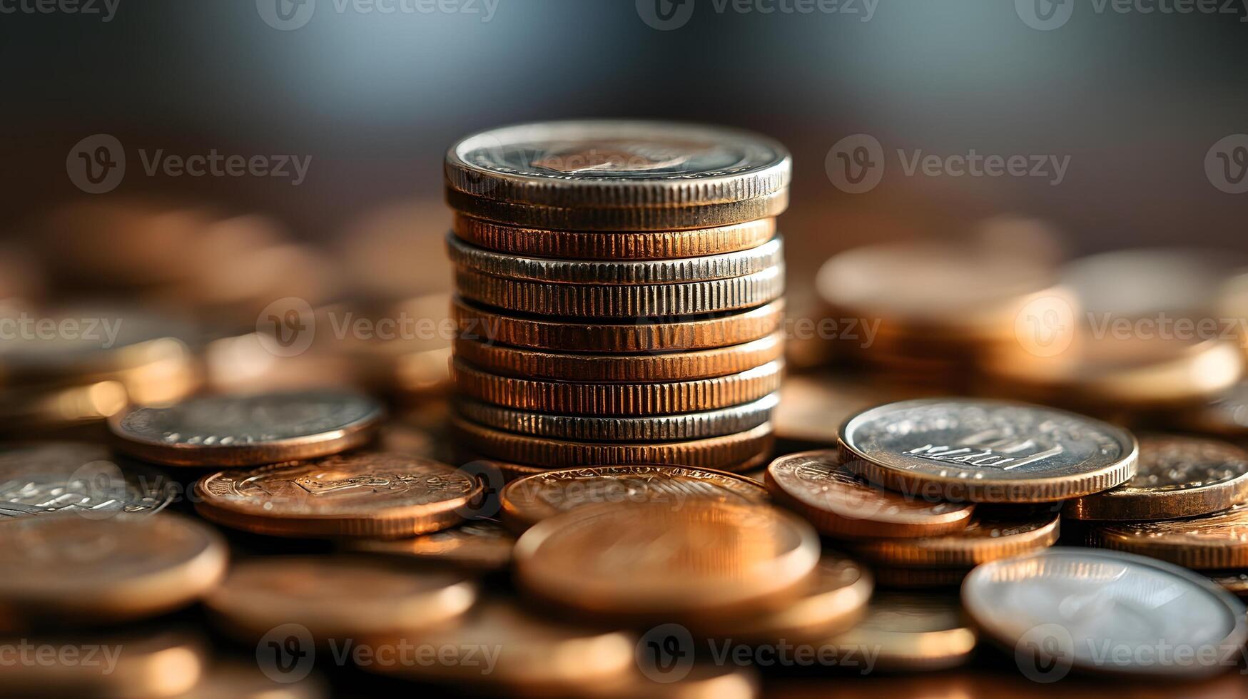 interest rate surge idea, coins and percentage rising, photo