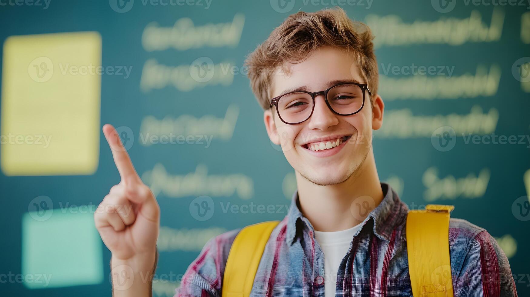 proud student pointing to score chart after progress photo