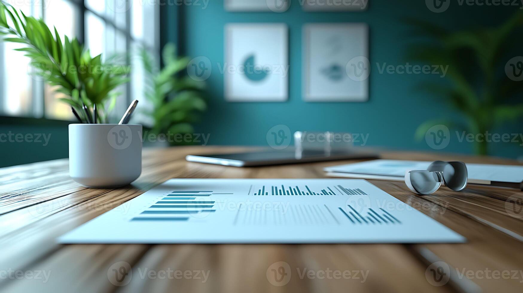 economic report layout with 3D graphs, light blue accents and minimal style, clean business infographic photo