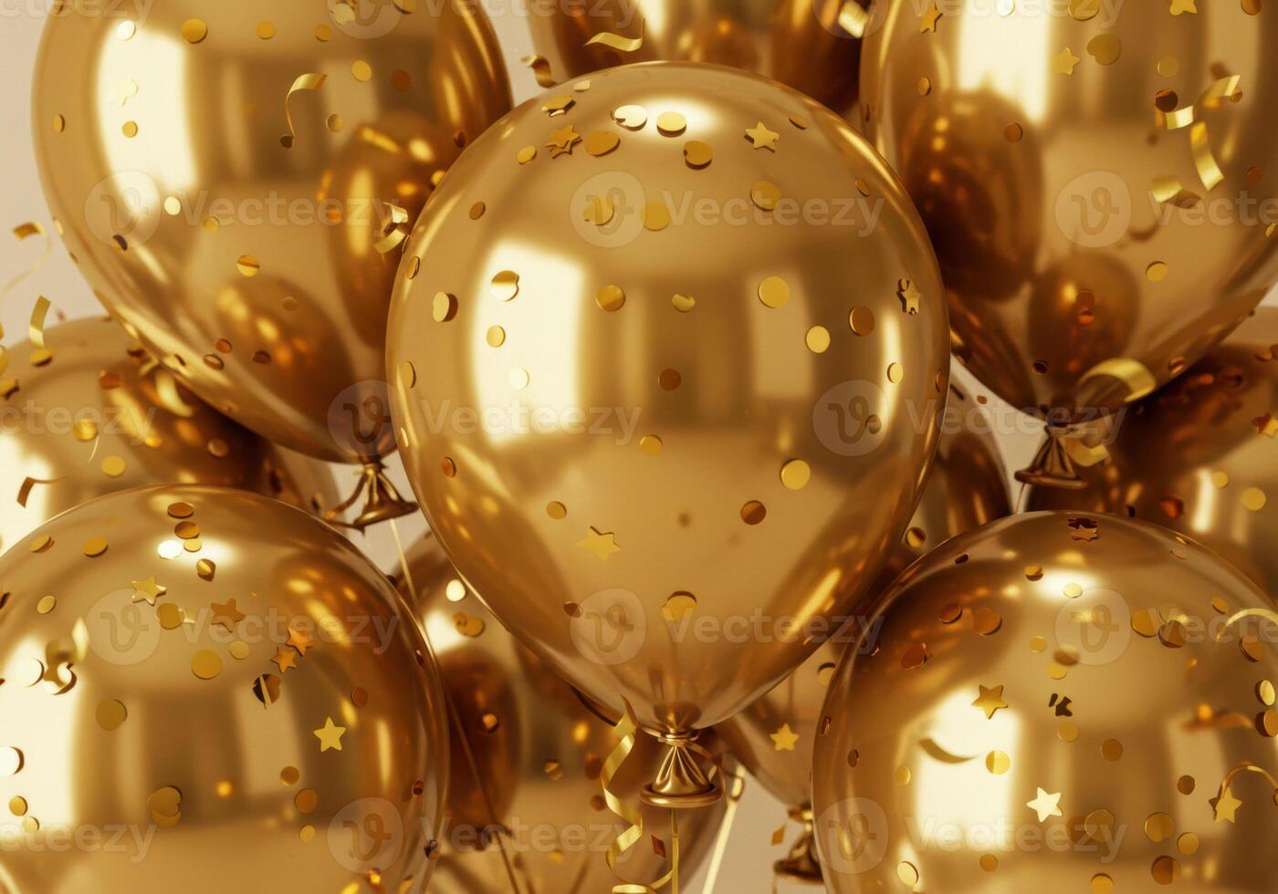 A cluster of glossy golden balloons, perfect for any celebratory occasion. photo