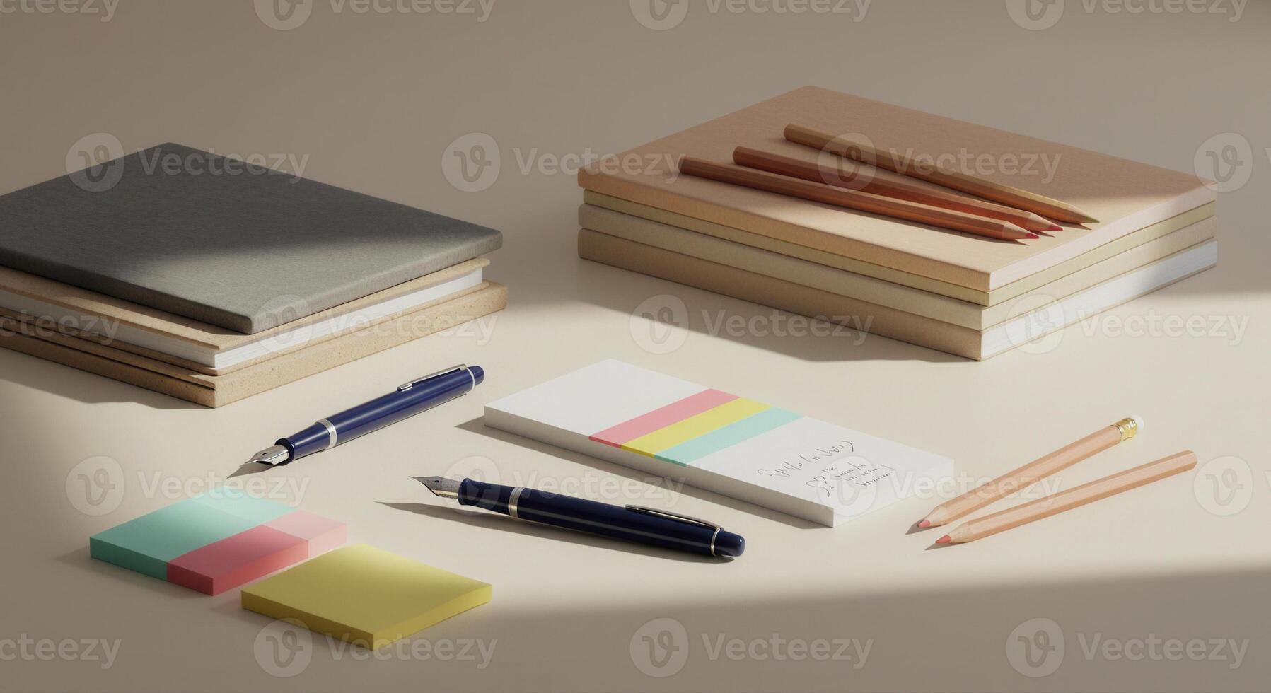 An inviting arrangement of writing essentials, perfect for a creative or professional setting. photo