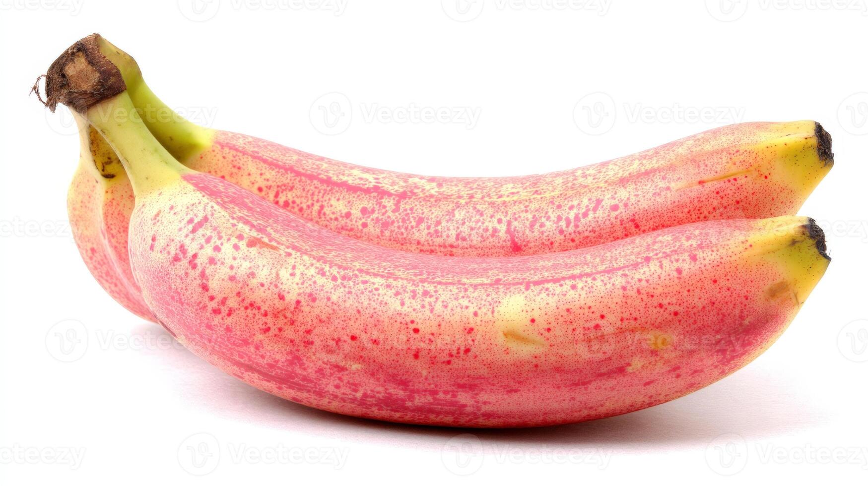 3 Ripe Pink and Red Spotted Bananas Isolated on White Background photo