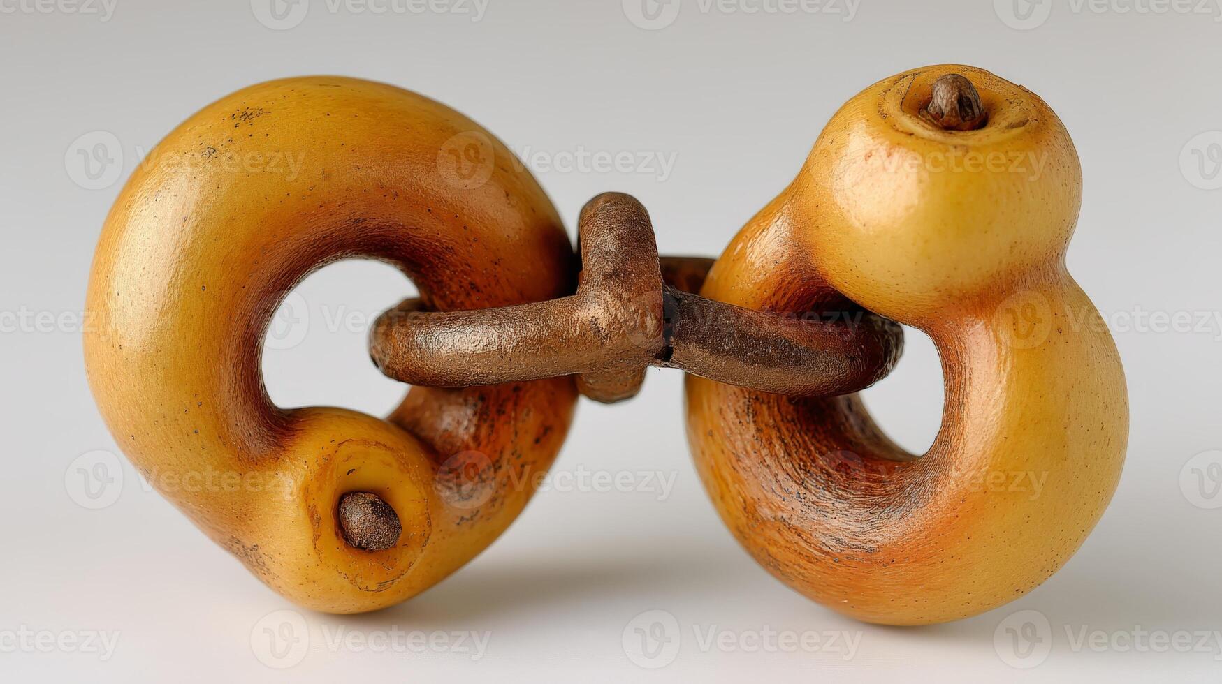 Close up of an Antique Yellow and Brown Linked Object photo