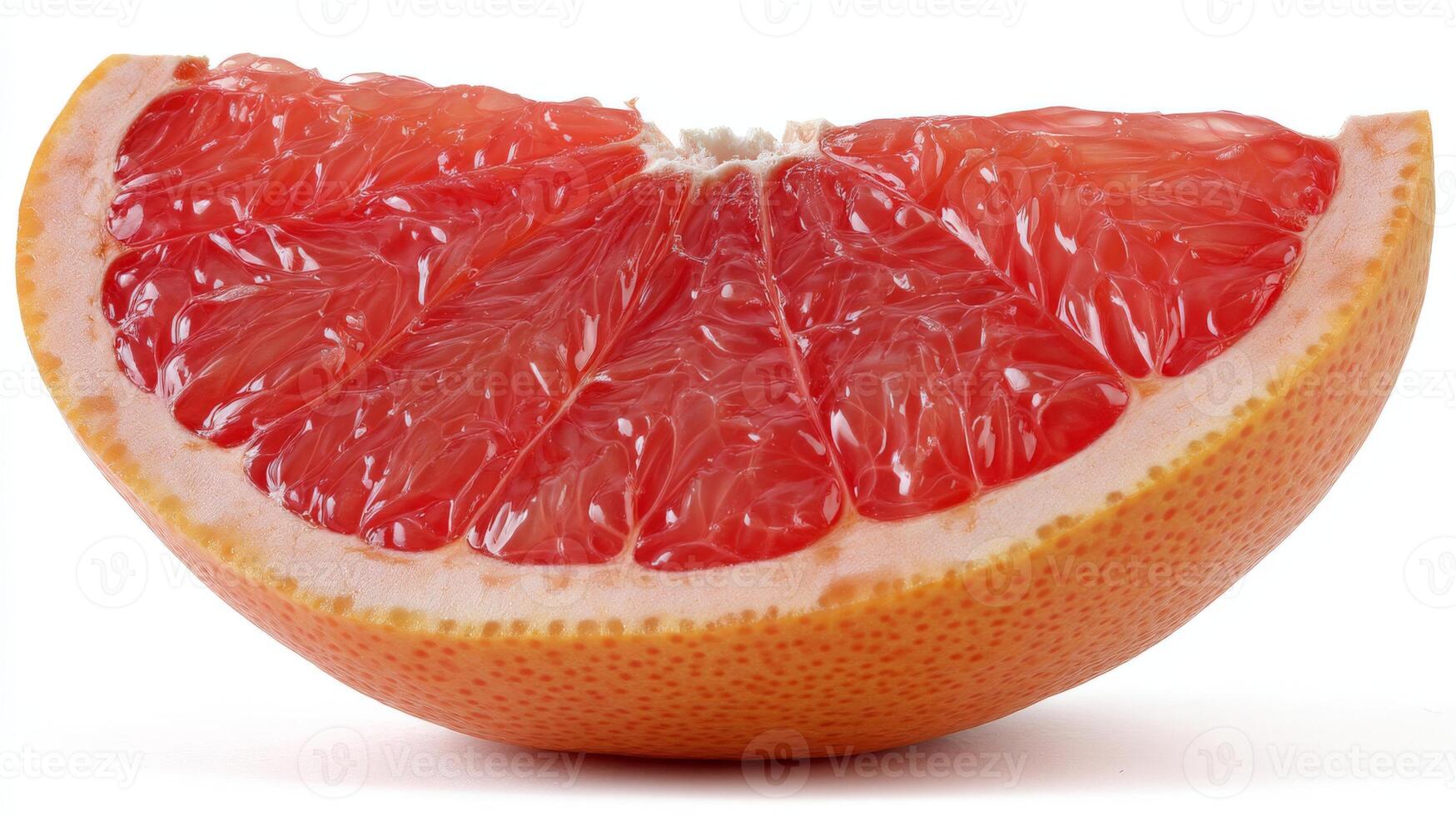 A Juicy Pink Grapefruit Slice Isolated on White Background photo