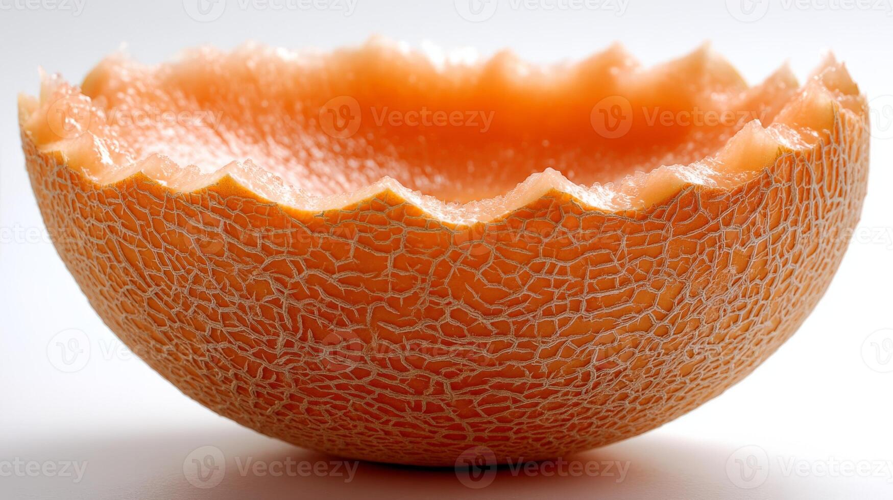 A Juicy Orange Cantaloupe Half on White Background photo
