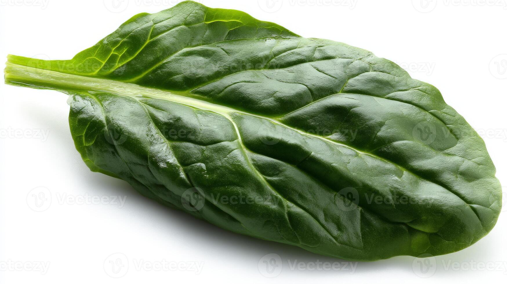 Single Fresh Green Spinach Leaf Isolated on White Background photo