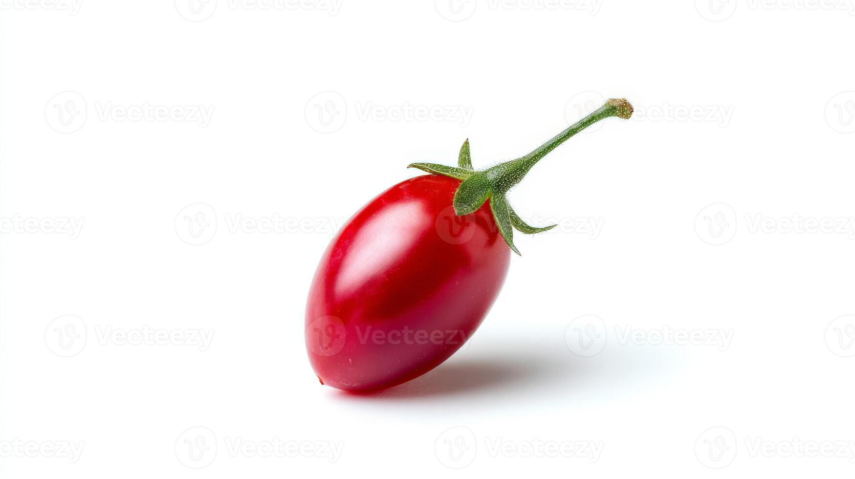 Single Juicy Red Grape Tomato Isolated on White Background photo