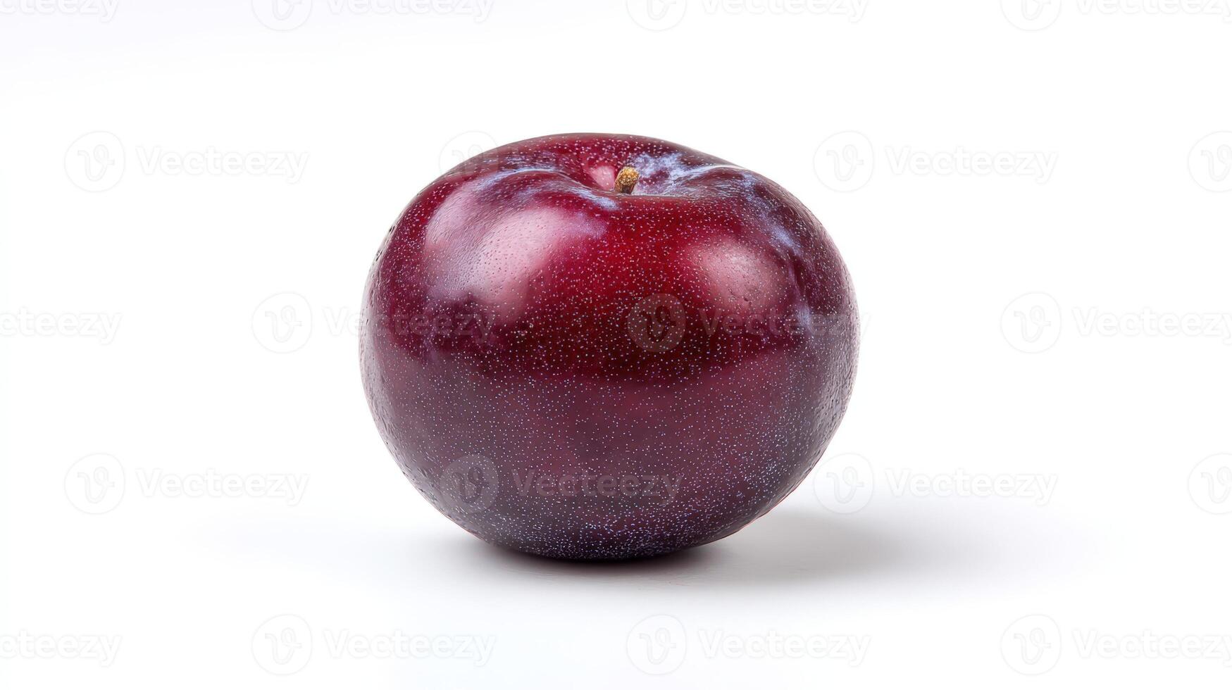 Single Ripe Red Plum Isolated on White Background photo