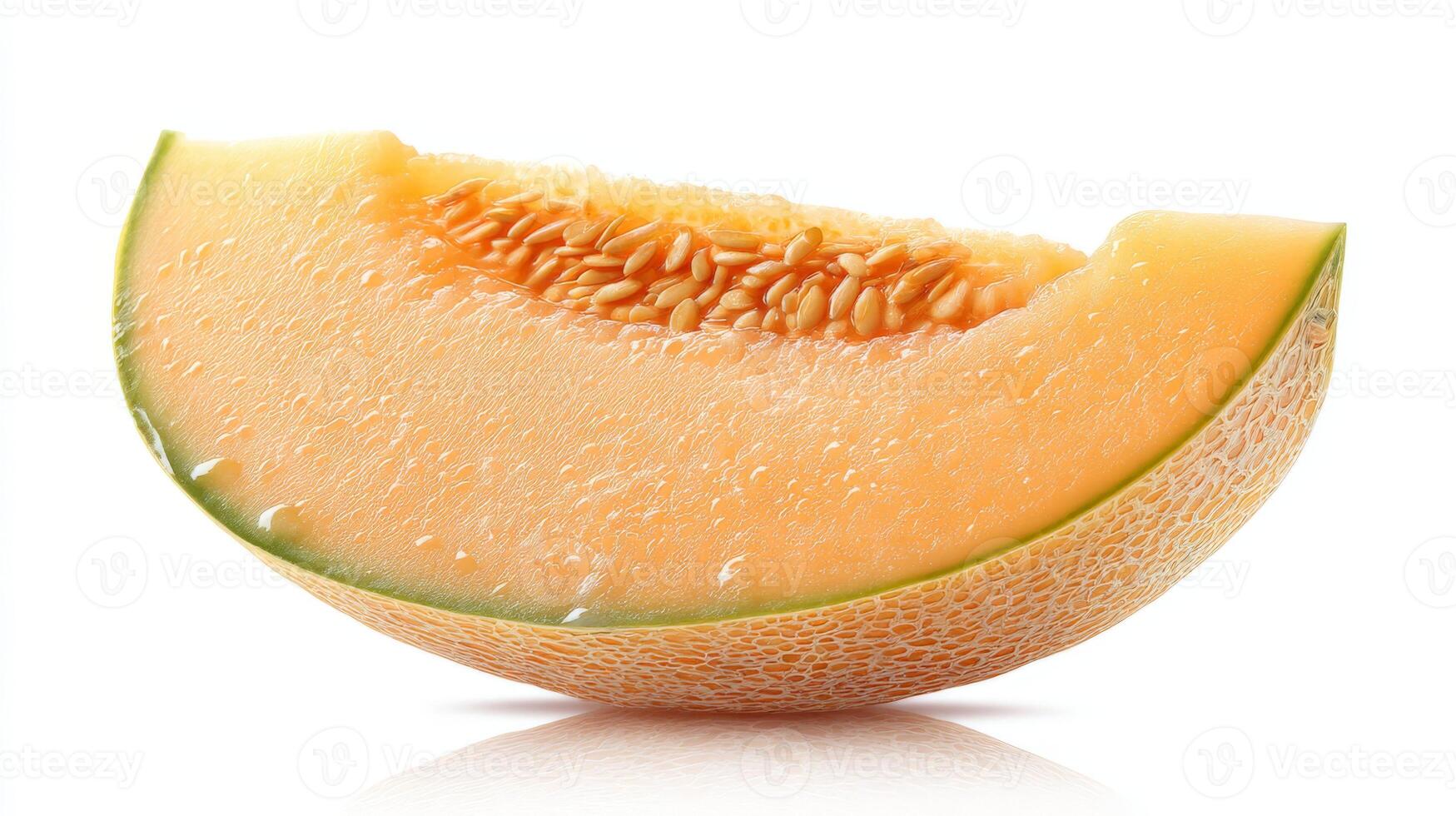 Sweet Orange Cantaloupe Slice Isolated on White Background photo