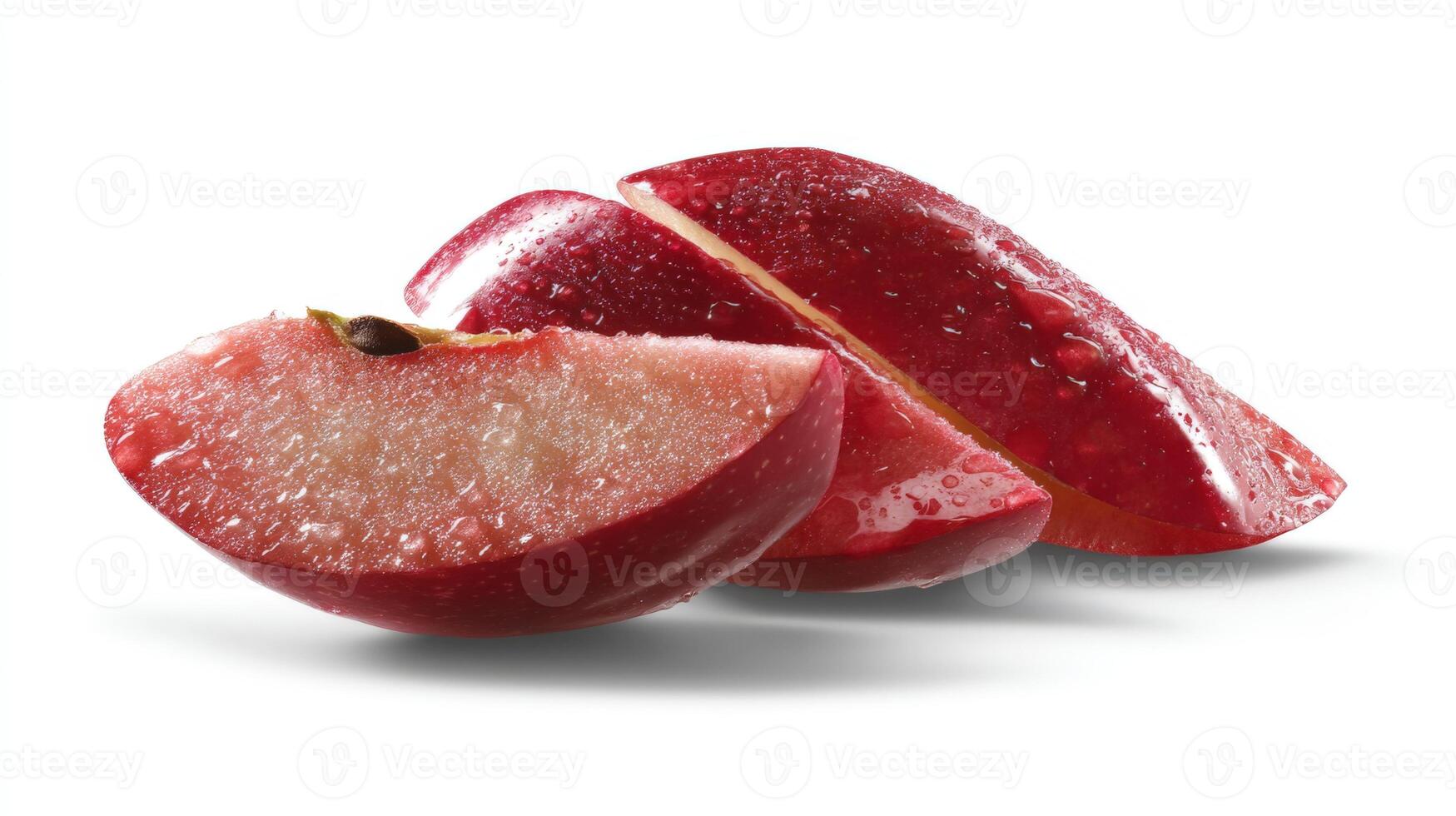 Three Slices of Red Apple on White Background photo