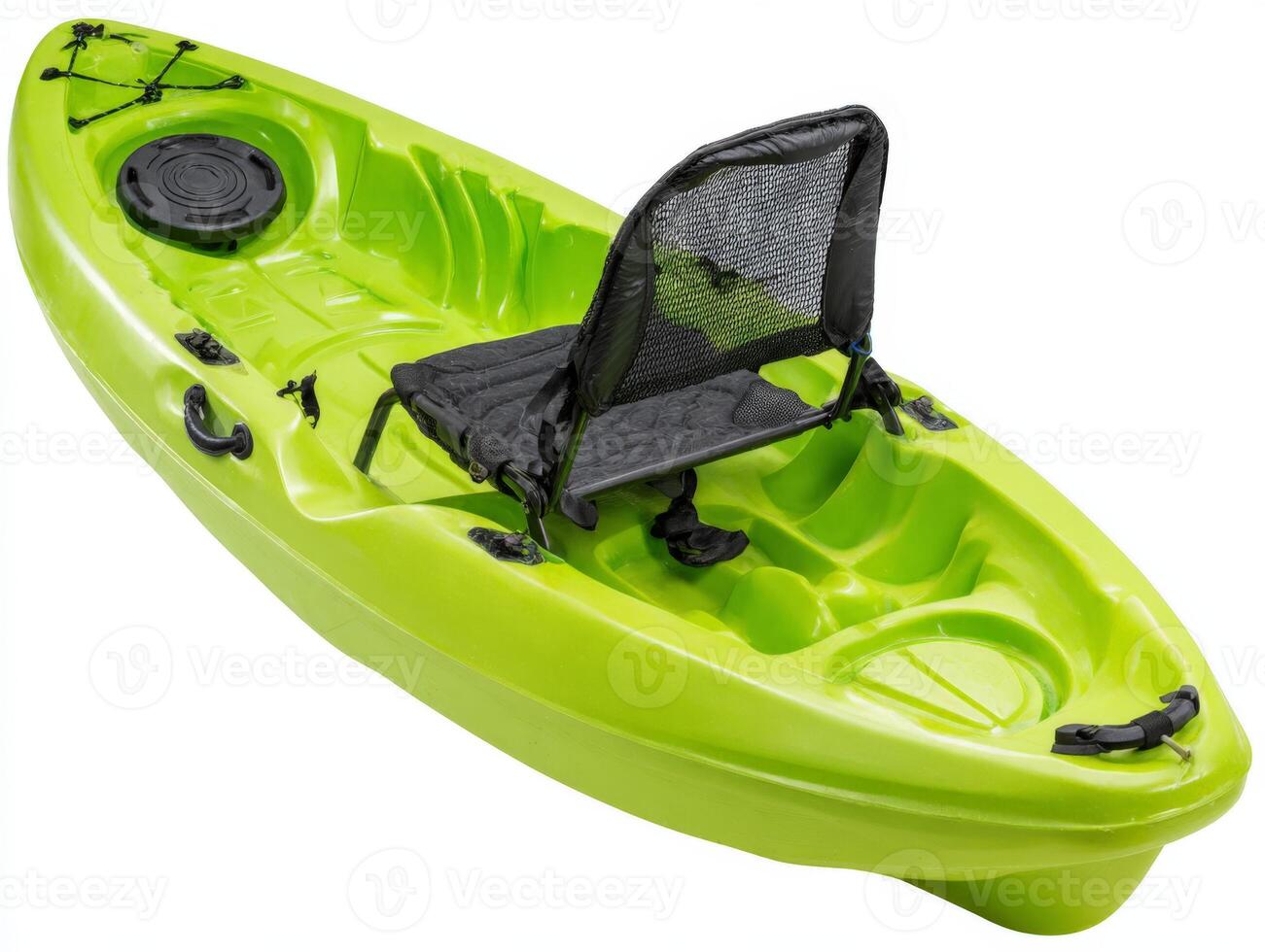 Lime Green Kayak with Black Mesh Backrest, Isolated photo