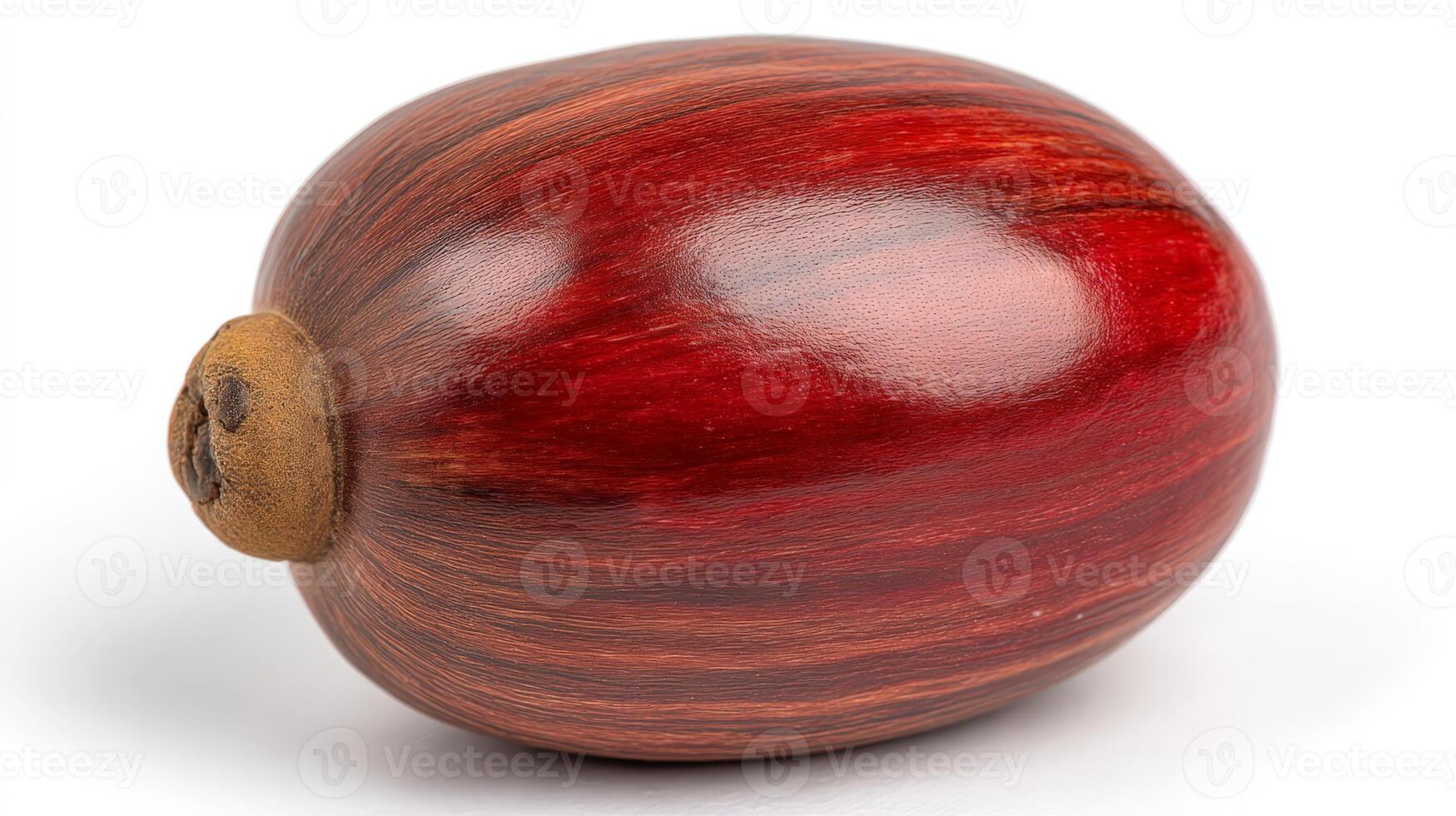 Close Up of a Single Bright Red Pomegranate Seed Isolated on White Background photo