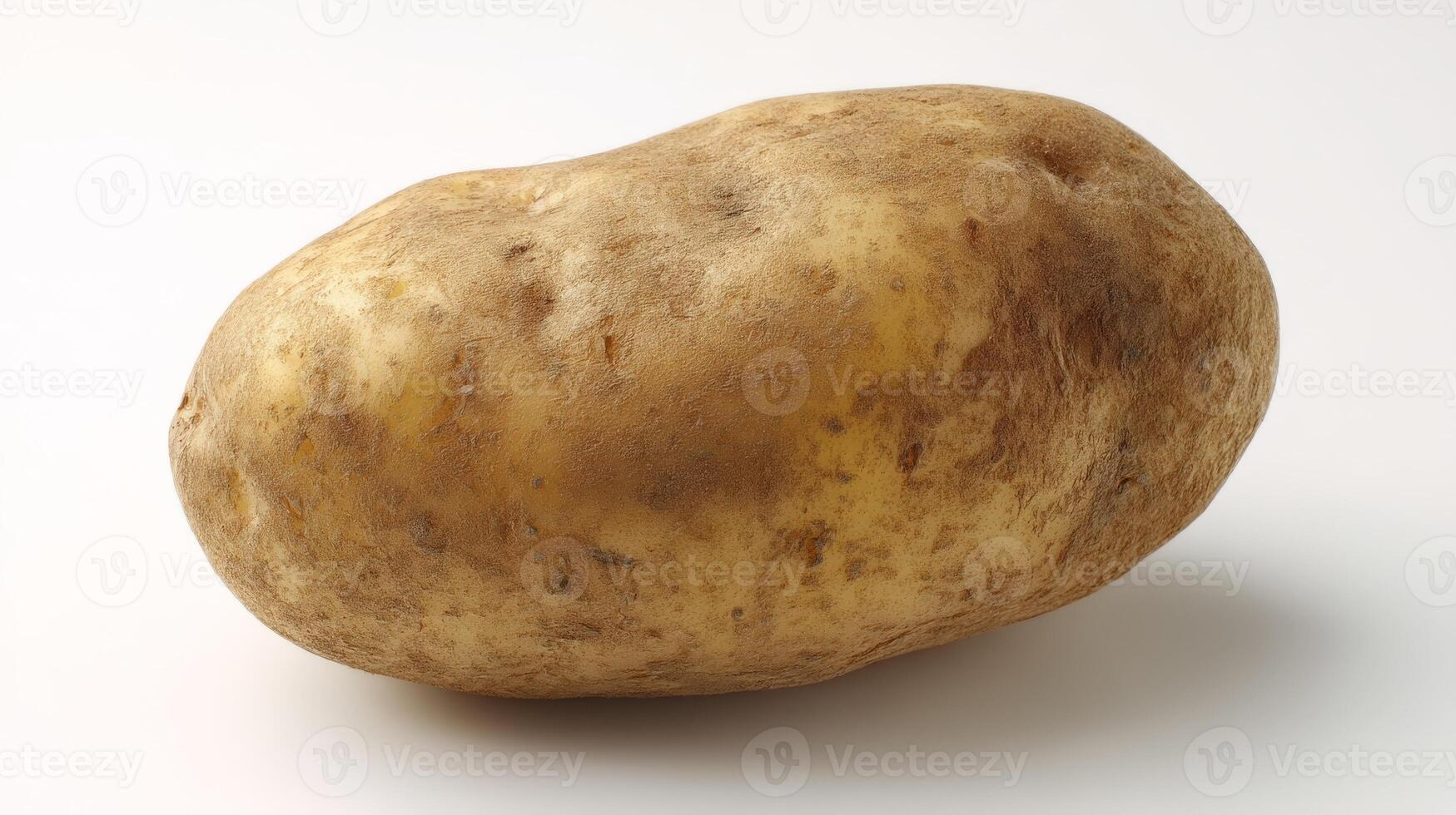 Single Fresh Brown Potato Isolated on White Background photo