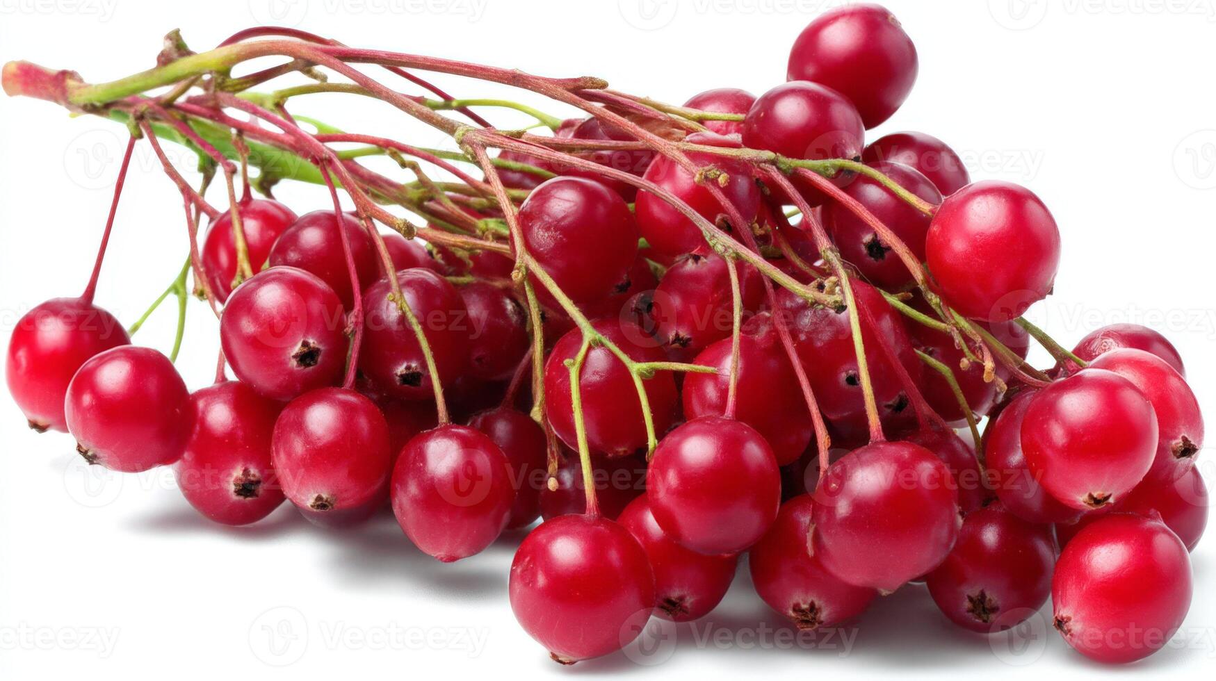 Bright Red Cranberry Cluster Isolated on White Background photo