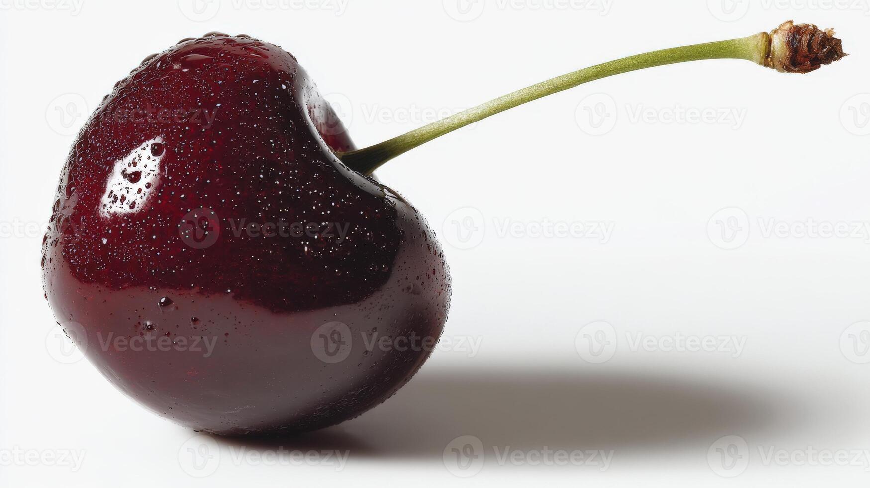 A cherry is shown with water droplets on it photo