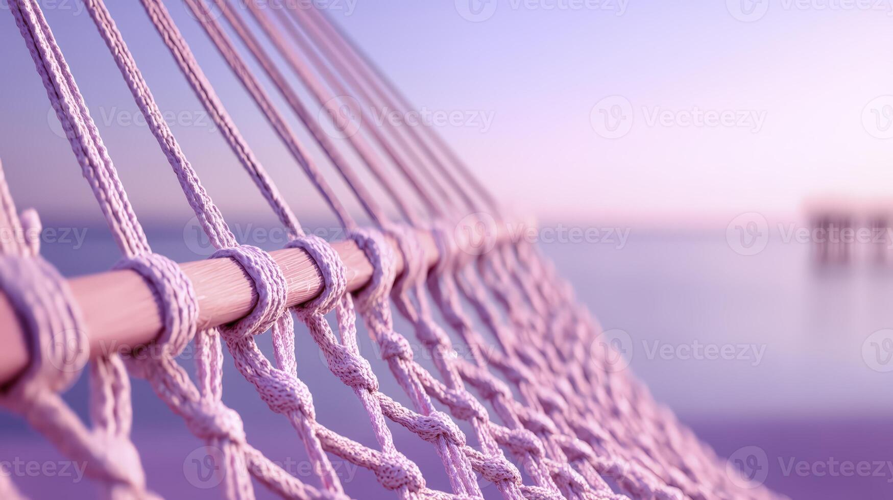 Serene Pink Hammock on a Beach at Sunrise photo