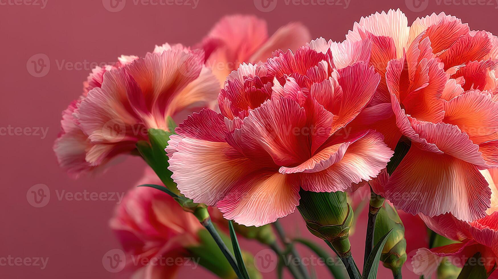 Beautiful pink carnations in a soft background create a vibrant floral arrangement at a serene afternoon setting photo