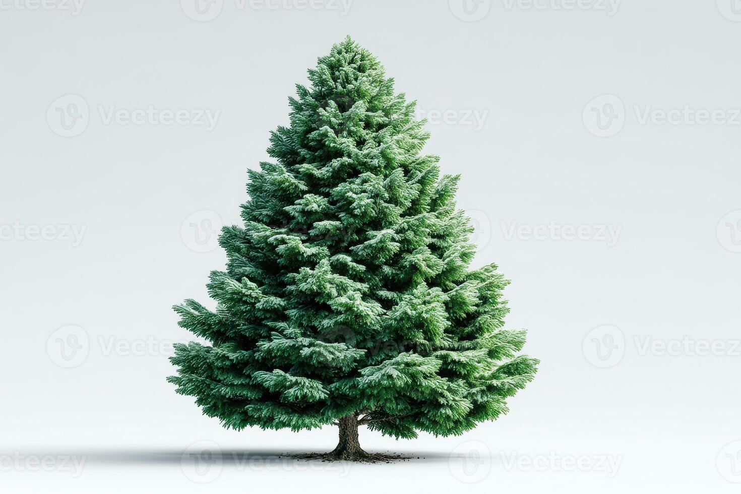 Beautiful green pine tree on a plain background showcasing winter's elegance and natural beauty in a serene setting photo