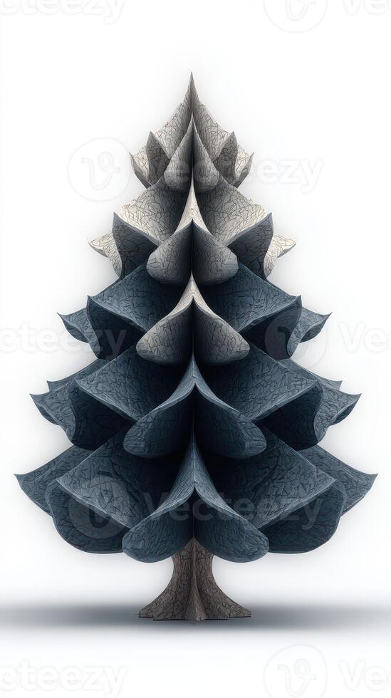 Stylized tree sculpture with layered texture on a light background showcasing artistic design photo