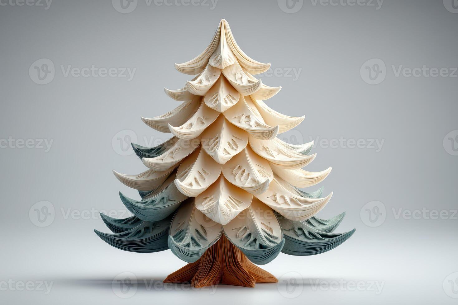Intricate paper sculpture of a stylized tree displayed on a neutral background highlighting craftsmanship and creativity photo