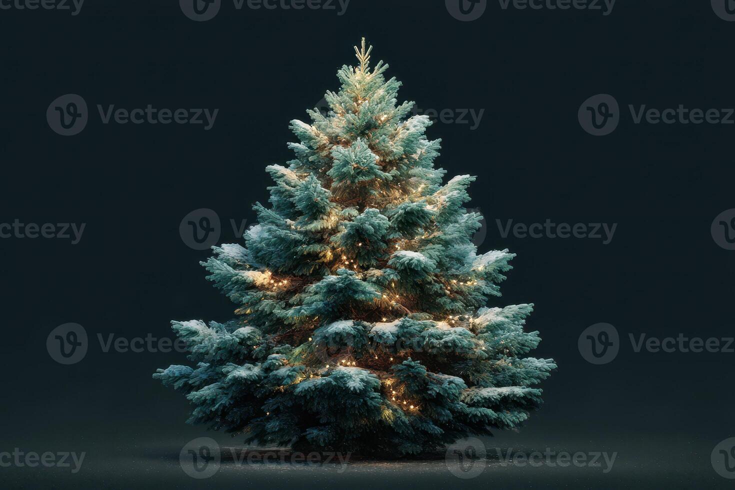 Beautifully decorated Christmas tree with warm lights in a dark setting during the festive season photo