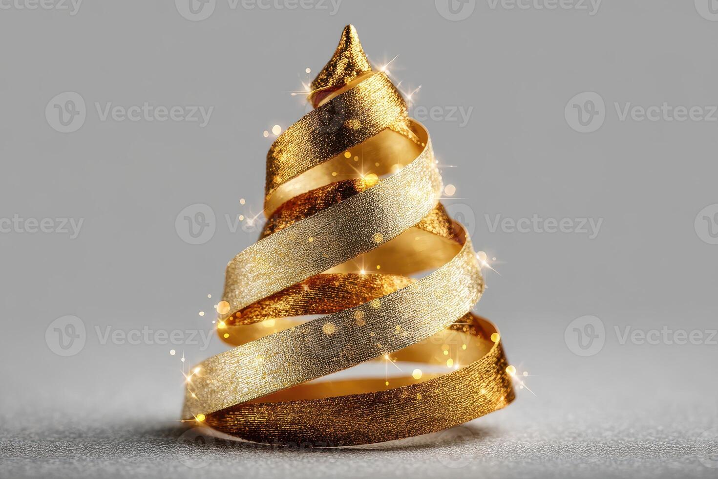 Decorative golden ribbon shaped like a Christmas tree for festive celebrations in winter season photo