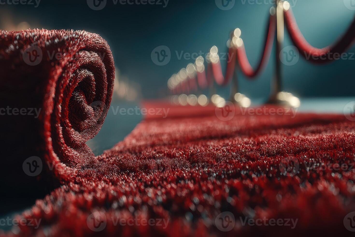 Elegant red carpet preparation for a glamorous event in a sophisticated venue photo