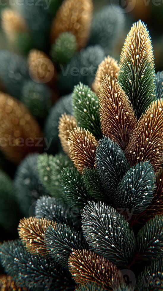 Colorful pine cone close-up showcasing vibrant hues and intricate textures of nature in a serene setting photo