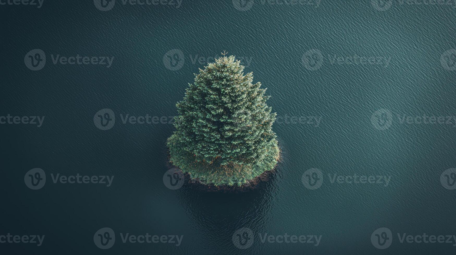Aerial view of a small tree on a small island photo